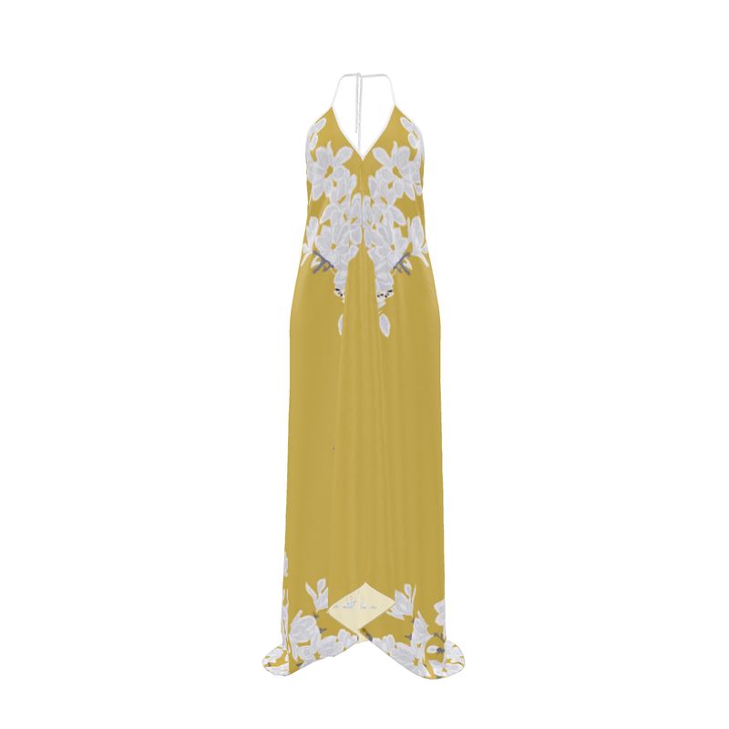 Autumn Flowers - Pure Mulberry Silk  - Long 100% Silk Dress