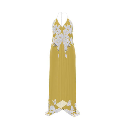 Autumn Flowers - Pure Mulberry Silk  - Long 100% Silk Dress
