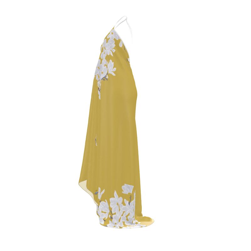 Autumn Flowers - Pure Mulberry Silk  - Long 100% Silk Dress