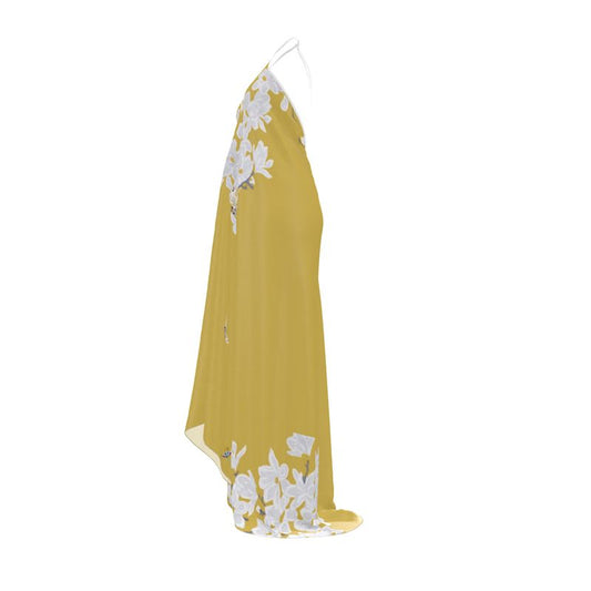 Autumn Flowers - Pure Mulberry Silk  - Long 100% Silk Dress
