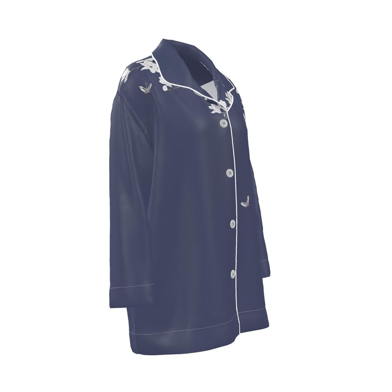 Autumn Flowers - Pure Mulberry Silk - 100% Luxury Silk Pyjama Shirt