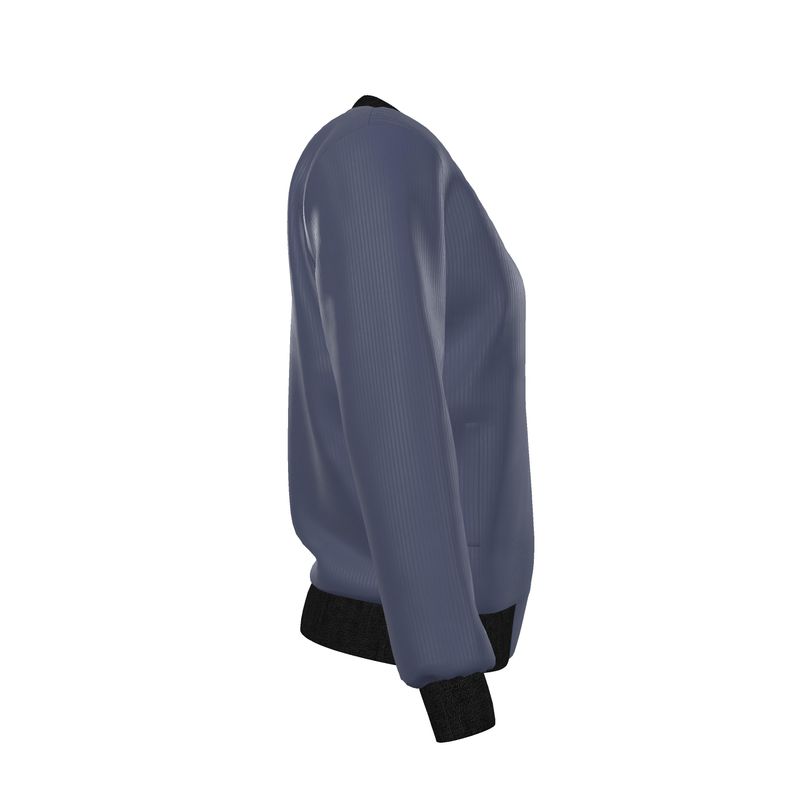 Blue Velvet - Pure Mulberry Silk - 100% Reversible Silk Bomber Jacket -Women's Reversible Silk Bomber Jacket | Marivel Suri