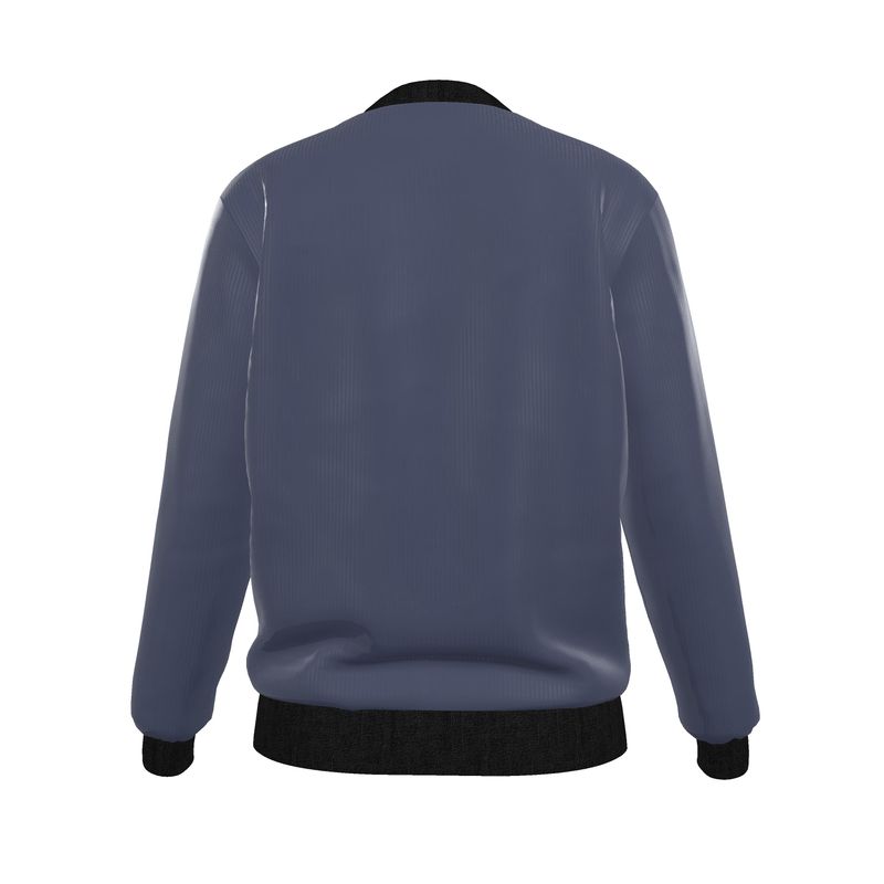 Blue Velvet - Pure Mulberry Silk - 100% Reversible Silk Bomber Jacket -Women's Reversible Silk Bomber Jacket | Marivel Suri