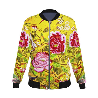 Blue Velvet - Pure Mulberry Silk - 100% Reversible Silk Bomber Jacket -Women's Reversible Silk Bomber Jacket | Marivel Suri