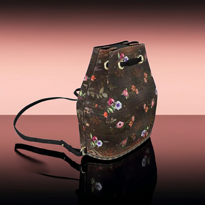 Florets' Field - Luxury Full Grain Nappa Leather -Bucket Backpack | Marivel Suri